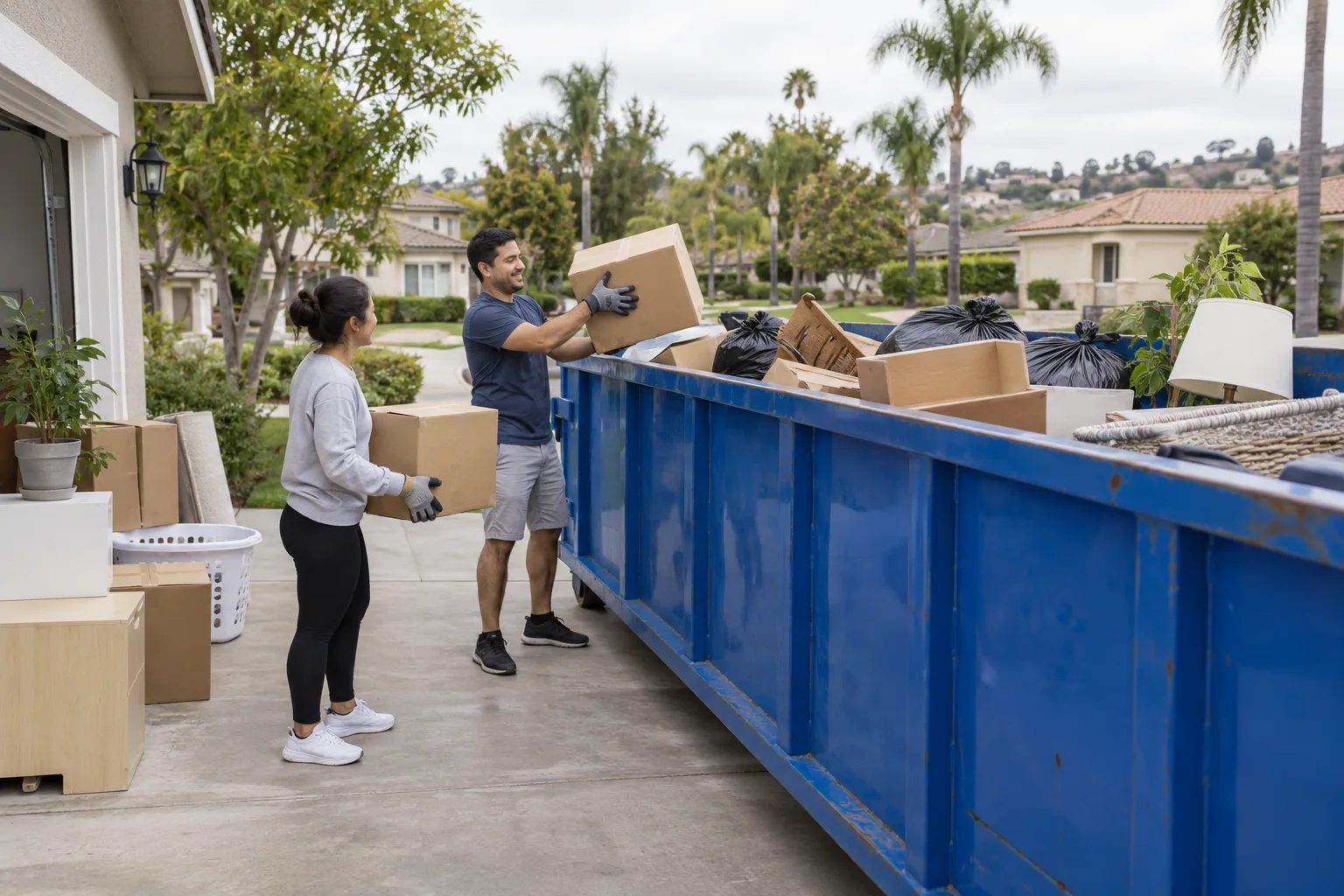 Household cleanout materials being loaded